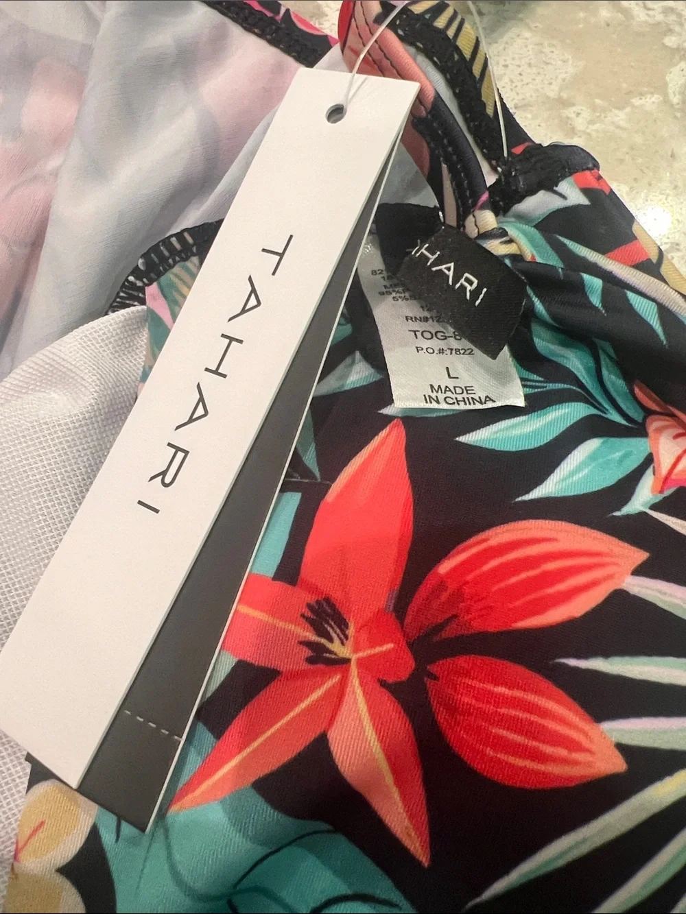 Tahari Tropical Print One-Piece Swimsuit Size Large